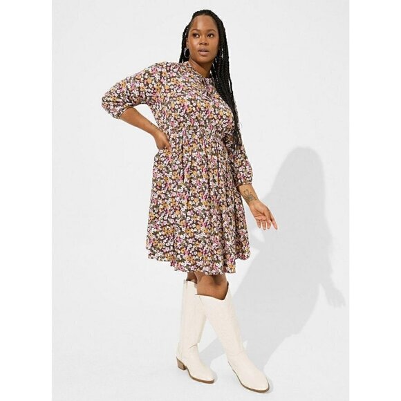 Torrid Plus Size 4, 4X, 26 Mini Stretch Challis Front Keyhole Floral Dress - Picture 1 of 8